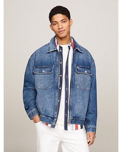 Tommy Hilfiger Aiden Oversized Fit Coachjacke aus Denim - Blau