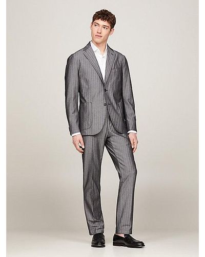 Tommy Hilfiger Slim Fit Anzug aus Jersey mit Streifen - Grau
