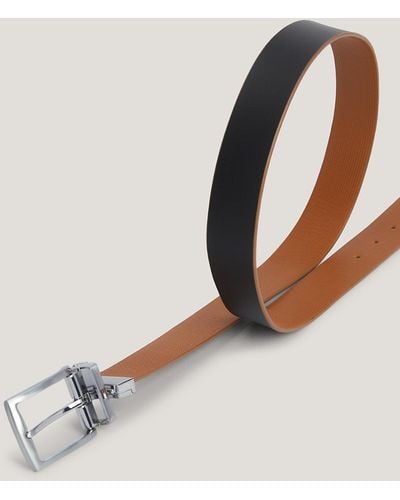Tommy Hilfiger Denton Square Buckle Reversible Leather Belt - Brown