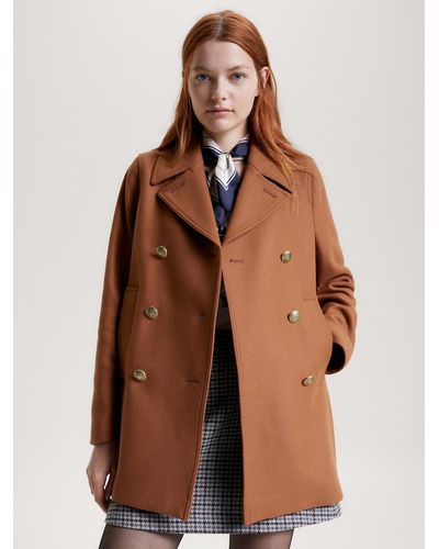 Tommy Hilfiger Prep Double-breasted Peacoat - Brown