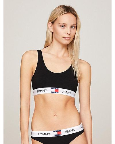 Tommy Hilfiger Heritage Bralette Zonder Voering Met Logo - Zwart