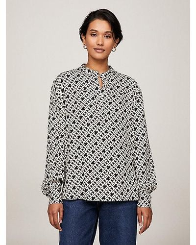 Tommy Hilfiger Th Monogram Relaxed Fit Blouse - Grijs