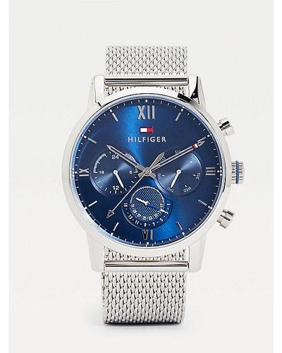Tommy Hilfiger Multifunctioneel Horloge Met Mesh Band - Blauw