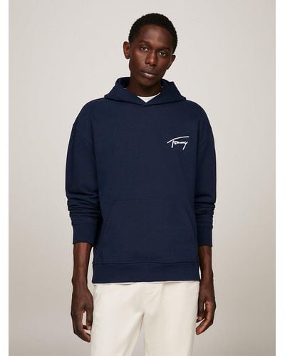Tommy Hilfiger Signature Logo Relaxed Hoody - Blue
