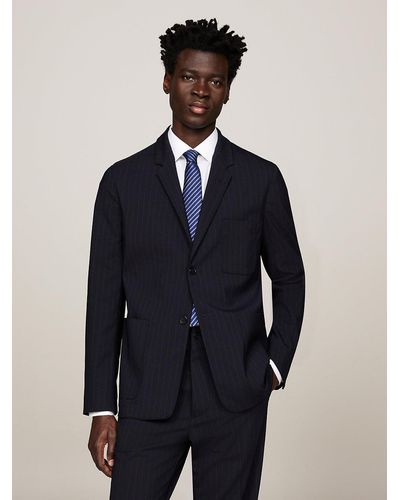 Tommy Hilfiger Single Breasted Unconstructed Regular Fit Blazer - Blue