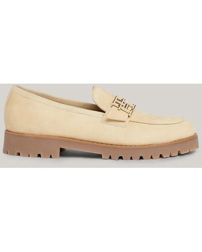 Tommy Hilfiger Nubuck Leather Cleat Boat Shoes - Natural