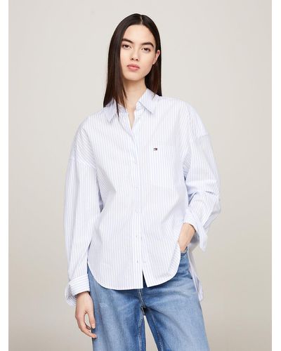 Tommy Hilfiger Chemise oversize à rayures verticales - Blanc