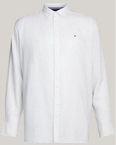 Tommy Hilfiger Plus Regular Overhemd Van Pigment-dyed Linnen - Wit