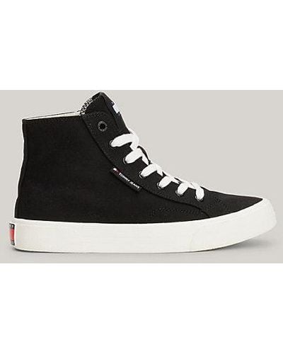 Tommy Hilfiger Mid-Top Basketball-Sneaker aus Canvas - Schwarz