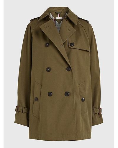 Tommy Hilfiger Korte Double-breasted Trenchcoat - Groen