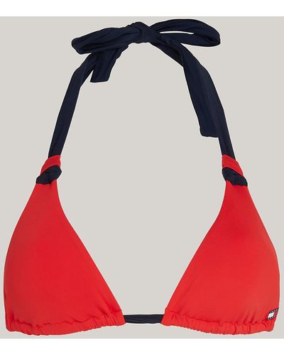 Tommy Hilfiger Haut de bikini triangle Heritage colour-block - Rouge
