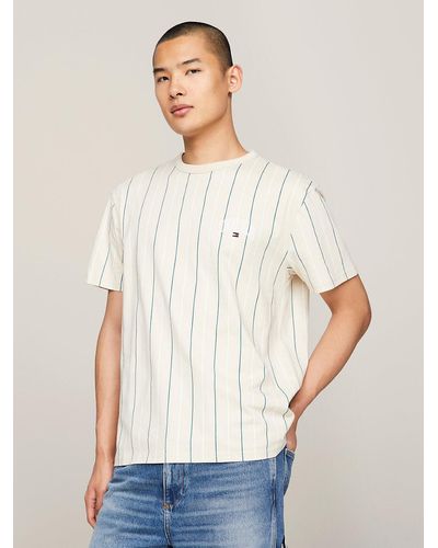 Tommy Hilfiger T-shirt Varsity à fines rayures - Blanc