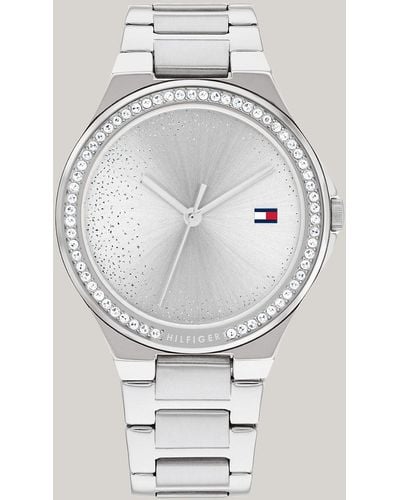 Tommy Hilfiger Crystal Embellished Stainless Steel Bracelet Watch - Grey