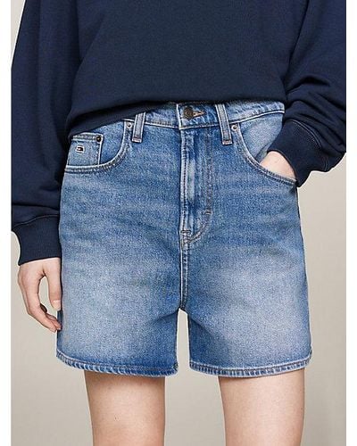 Tommy Hilfiger Mom Jeans-Shorts mit ultrahohem Bund - Blau