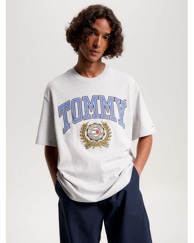 Tommy Hilfiger T-shirt oversize College à logo - Blanc