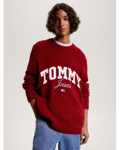Tommy Hilfiger Varsity Logo Relaxed Fit Jumper - Red