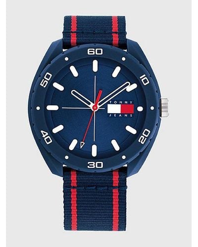 Tommy Hilfiger Reloj azul marino con correa de rayas