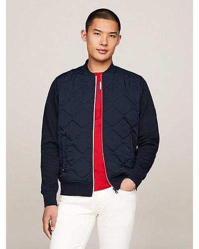 Tommy Hilfiger Plus Quilted Bomberjack Met Colour-blocking - Blauw