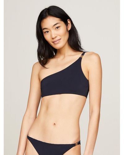 Tommy Hilfiger Th Monogram Reversible One-shoulder Bikini Top - Blue