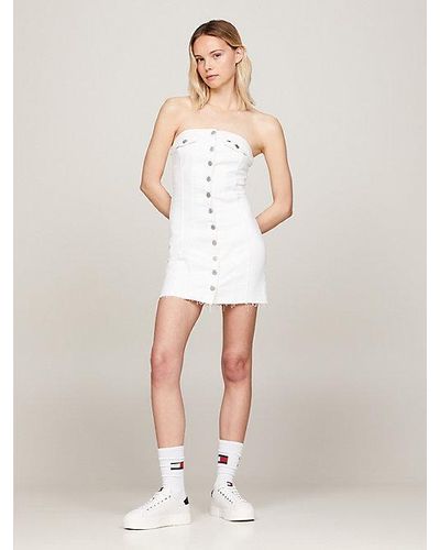 Tommy Hilfiger Ärmelloses Bodycon-Minikleid aus Denim - Weiß