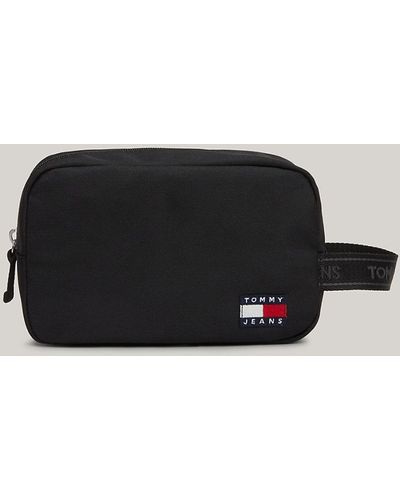 Tommy Hilfiger Essential Repeat Logo Handle Washbag - Black