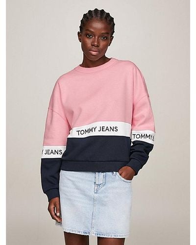 Tommy Hilfiger Fleece Sweatshirt Met Colour-blocking - Roze