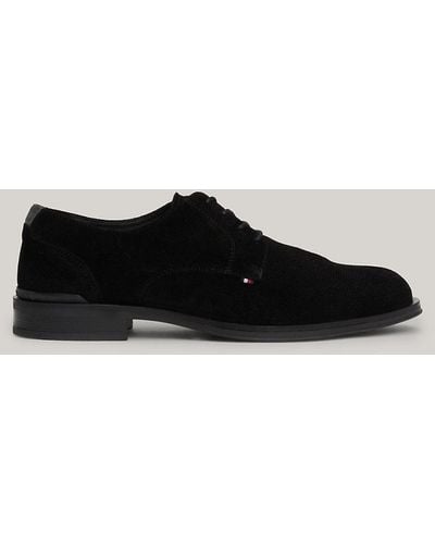 Tommy Hilfiger Textured Suede Derby Shoes - Black