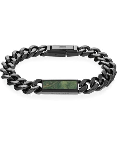 Tommy Hilfiger Black Ionic-plated Jade Logo Bracelet