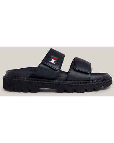 Tommy Hilfiger Cleat Double Strap Sandals - Black