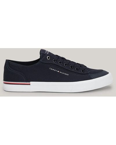 Tommy Hilfiger Signature Tape Canvas Trainers - Blue