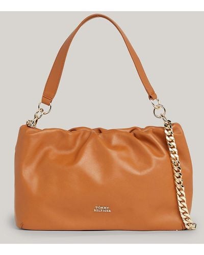 Tommy Hilfiger Luxe Leather Small Shoulder Bag - Orange