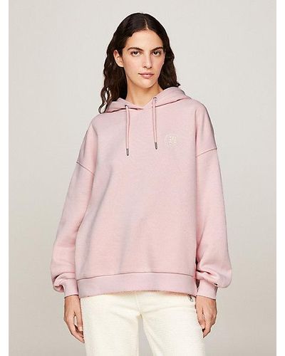 Tommy Hilfiger Relaxed Fit Hoodie mit TH-Monogramm-Stempel - Pink