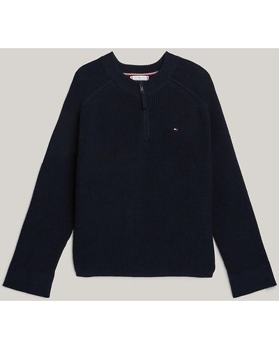 Tommy Hilfiger Adaptive Relaxed Half-zip Jumper - Blue