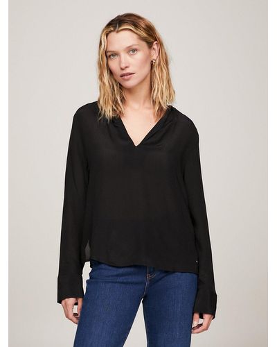 Tommy Hilfiger Viscose Crepe Relaxed Blouse - Black