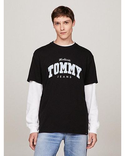 Tommy Hilfiger Varsity T-shirt Met Logo - Zwart