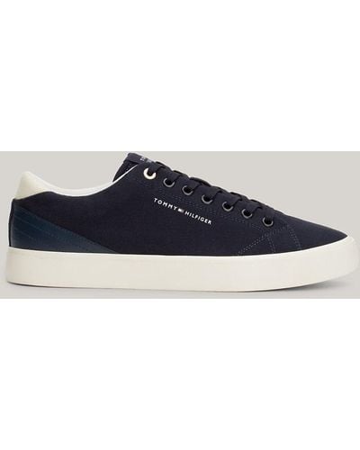Tommy Hilfiger Essential Canvas Logo Lace-up Trainers - Blue