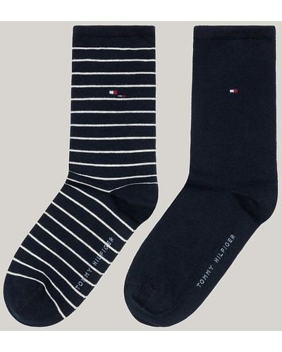 Tommy Hilfiger Lot de 2 paires de chaussettes rayées - Bleu