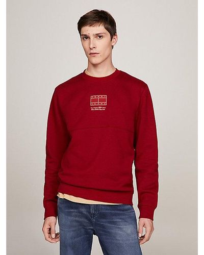 Tommy Hilfiger Sweatshirt Met Ronde Hals En Ton-sur-ton Logo - Rood