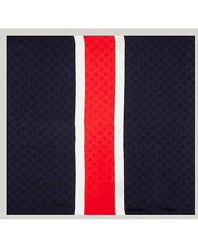 Tommy Hilfiger Colour-blocked Sjaal Met Th-monogram - Blauw