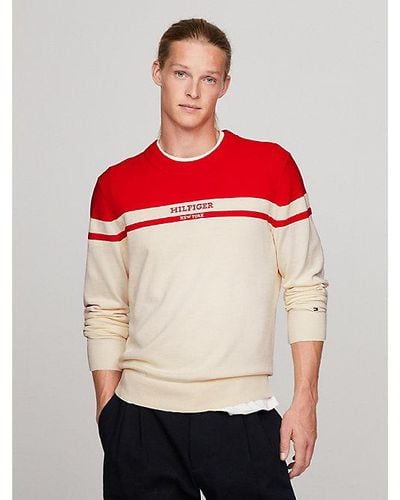 Tommy Hilfiger Colour-blocked Trui Met Logo-graphic - Rood