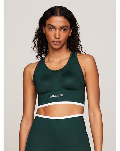 Tommy Hilfiger Sport Hilfiger Monotype Medium Support Bra - Green