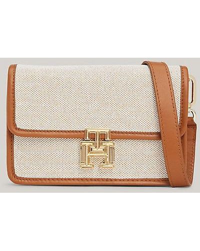 Tommy Hilfiger Kleine Canvas Crossbodytas Met Th-monogram - Naturel