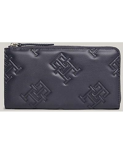 Tommy Hilfiger Grote Portemonnee Met Th-monogramprint - Blauw