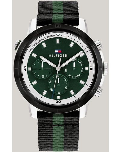 Tommy Hilfiger Green Dial Stainless Steel Textile Strap Sports Watch
