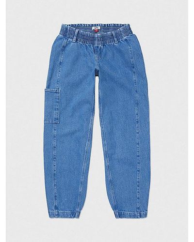 Tommy Hilfiger Adaptive Mom Tapered Jeans mit hohem Bund - Blau