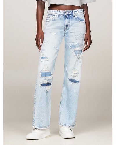 Tommy Hilfiger Sophie Low Rise Straight Distressed Jeans - Blue