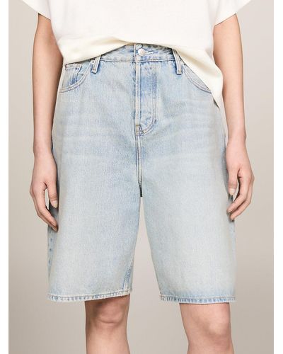 Tommy Hilfiger Mid Rise Oversized Denim Shorts - Blue