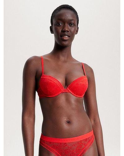 Tommy Hilfiger Sujetador push-up de encaje floral - Rojo