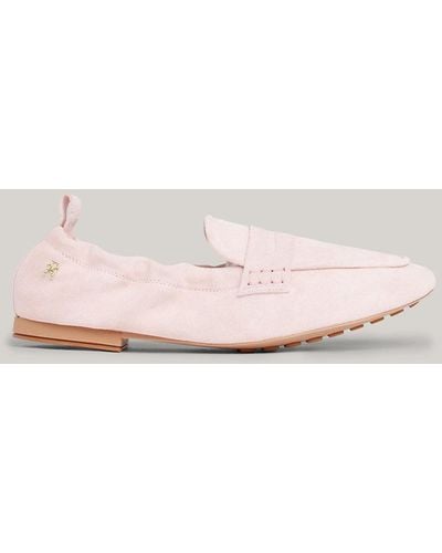 Tommy Hilfiger Suede Moccasin Half Cleat Loafers - Pink