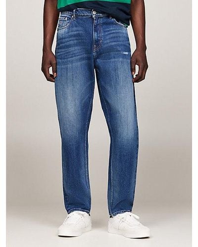Tommy Hilfiger Isaac Relaxed Tapered Jeans mit Used Look - Blau